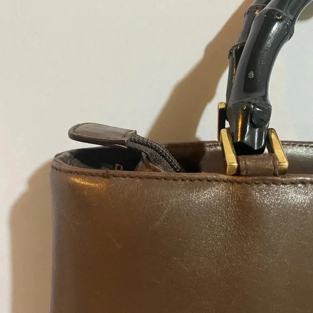 Gucci Diana vintage brown leather bamboo handle bag - Picture 8 of 16